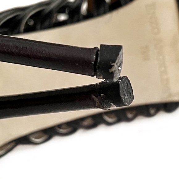 ENZO Angiolini Ginolfi Leather Peep Toe Gladiator Stiletto Heel Booties Black - Picture 10 of 16